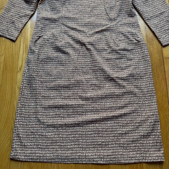 J.McLaughlin Size M NEW Khaki Cream Catalyst 3/4 Sleeve Knee-Length Sheath Dress - Picture 6 of 16